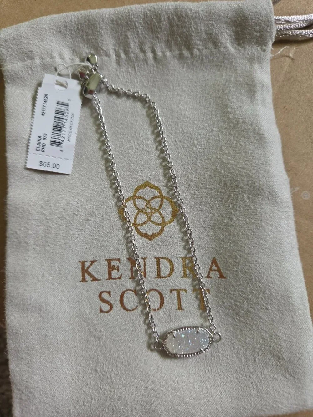 NWT! Kendra Scott Elaina Silver Drusy Chain Bracelet